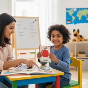 Child Learning German in a Classroom/Home