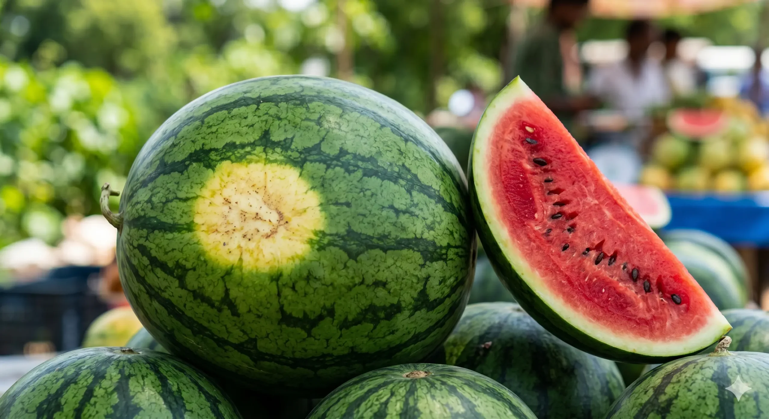 This image sets a welcoming and natural tone, perfect for the header. It focuses on fresh, ripe, and high-quality watermelon.